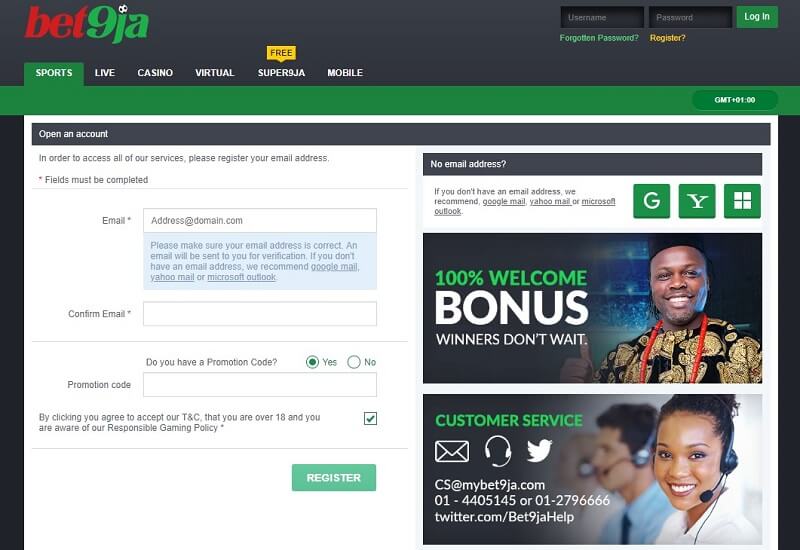 bet9ja Signup Form