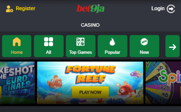 casino page on bet9ja