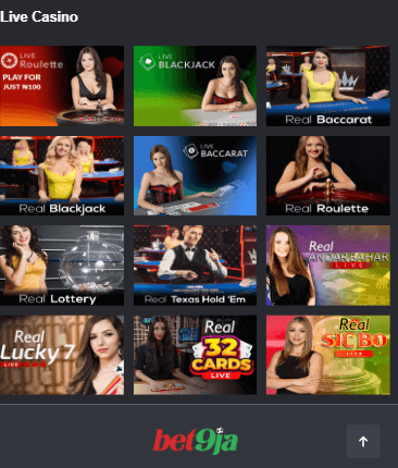bet9ja live casino page