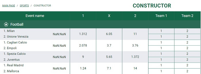 BetWinner Bet Constructor