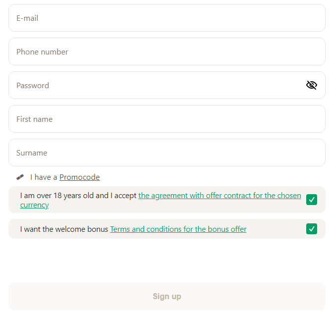 parimatch registration form