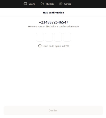 Parimatch Confirmation Code