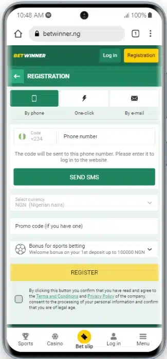 BetWinner Registration By Phone 
