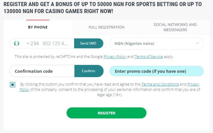 22Bet Registration Form