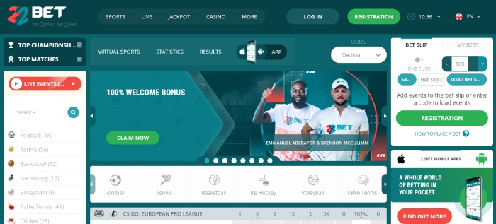 22Bet Website