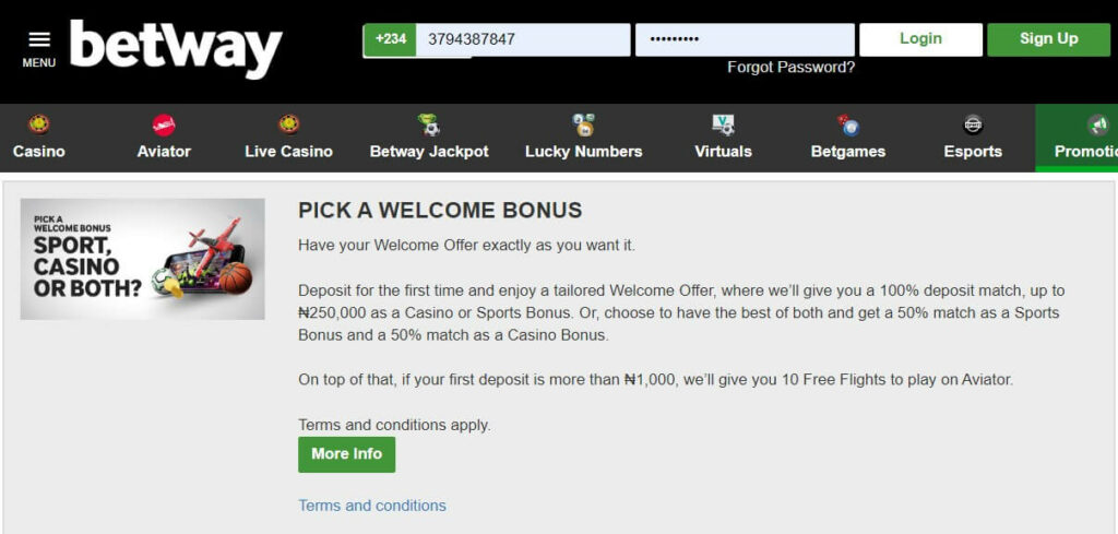 Betway - Pick a welcome bonus