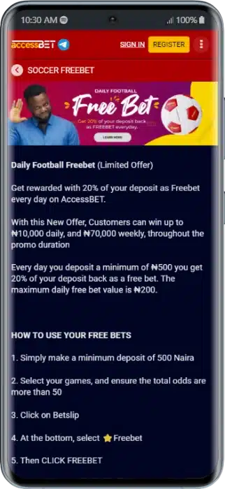 AccessBET Daily Football Freebet 