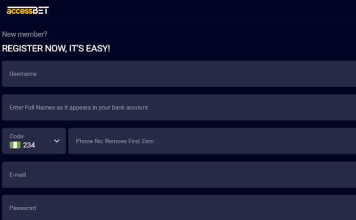 Create New Account AccessBET