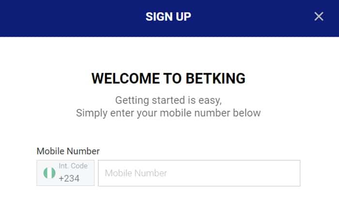 Sign Up BetKing