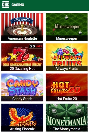 Wazobet Casino Games