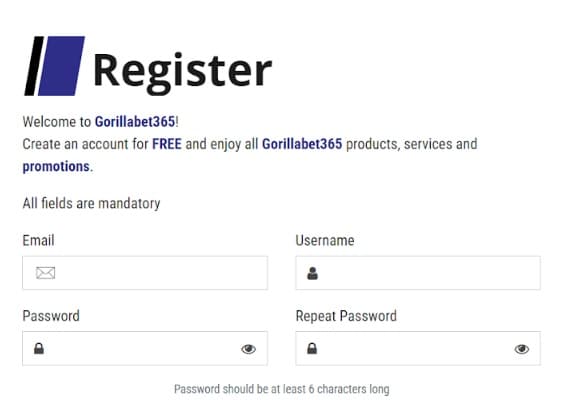 Registration Process Gorillabet365 NG
