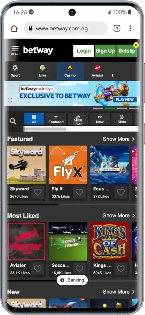 Betway Home Page
