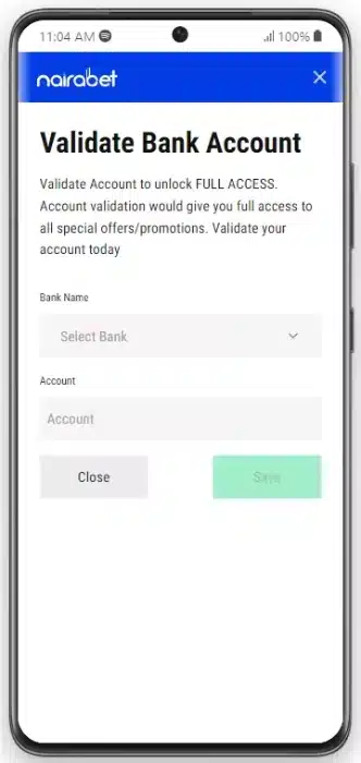 NairaBET Bank Account