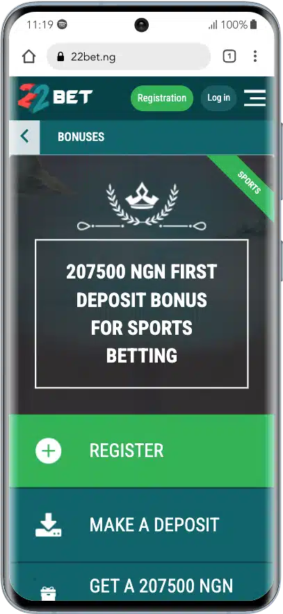 22bet Home Page - Register and claim the bonus