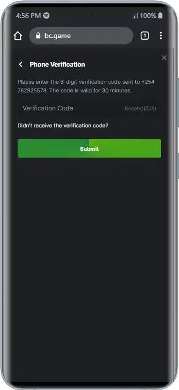 BC.Game Phone Verification